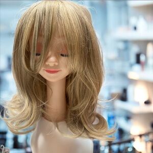 Stylish Blonde Curly Wig for Women Combs Attached New